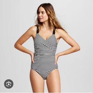 Merona Striped Black and White Swimsuit